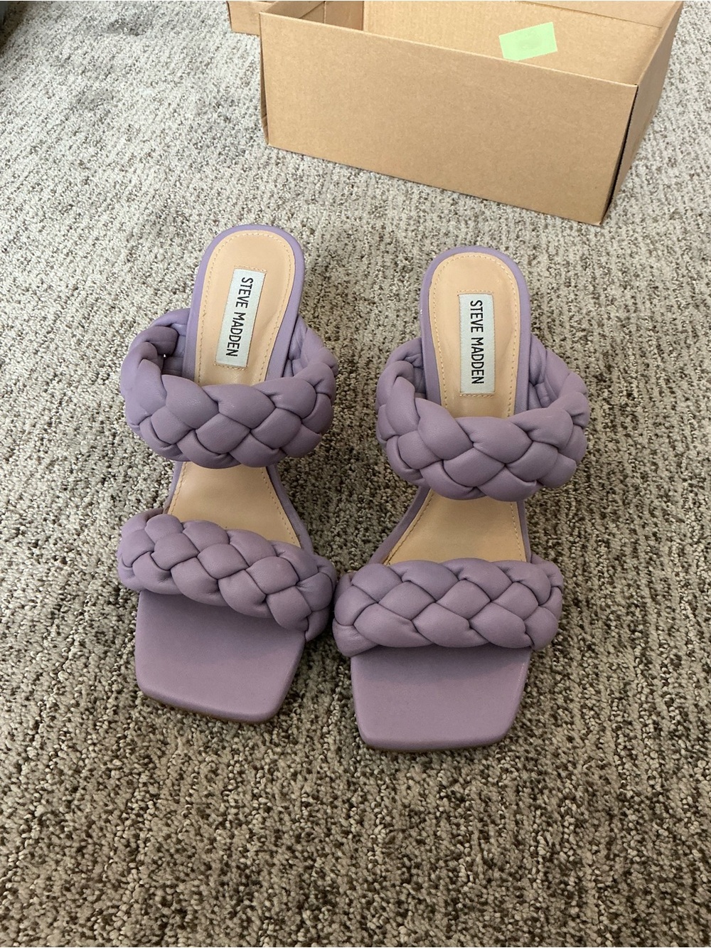 Steve Madden Lavender Braided Double-Strap Heeled Slides